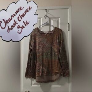 Style & Co Women’s Size L Multicolor Patterned Long Sleeve Blouse